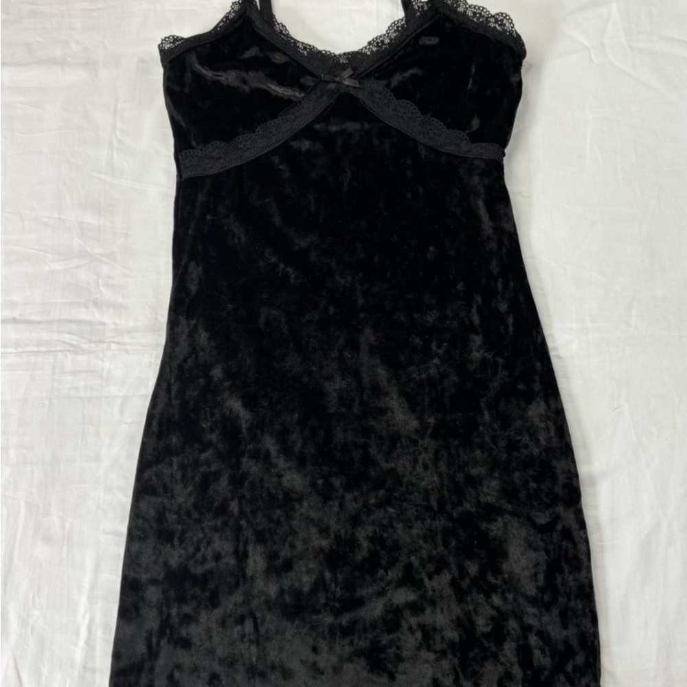 Black Velvet Lace Mini Dress